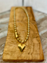 Load image into Gallery viewer, Locally Made Ball Chain Necklace with Gold Heart
