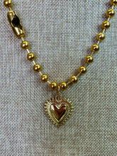 Load image into Gallery viewer, Gold Ball Chain Necklace with Gold Heart Pendant
