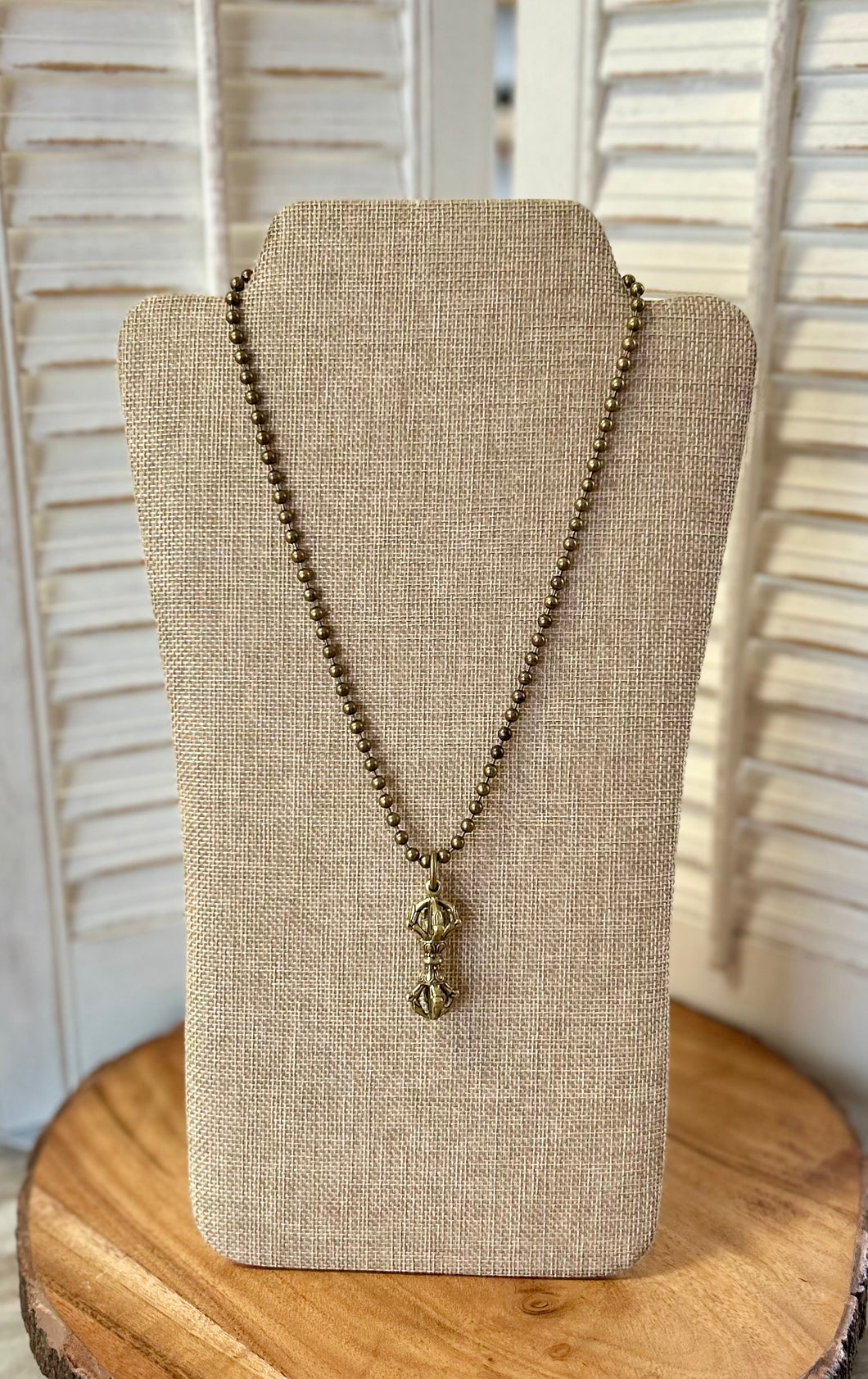 Brass Ball Chain Necklace w/ Pendant