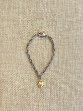 Load image into Gallery viewer, Silver Chain With Gold Heart Bracelet
