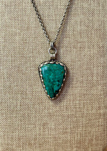 Load image into Gallery viewer, Peak Designs Turquoise and Tibetan Silver Pendant on Silver Ball Chain
