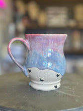 Load image into Gallery viewer, Pottery by Lori Iridescent Drippy Mug with Painted Hearts
