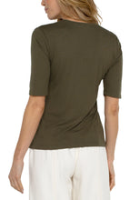 Load image into Gallery viewer, Liverpool Los Angeles Double Layer Rib Knit V-Neck Top in Spanish Olive
