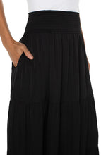 Load image into Gallery viewer, Liverpool Los Angeles Tiered Woven Maxi Skirt in Black

