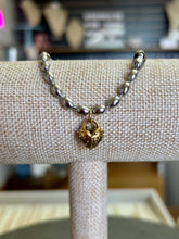 Load image into Gallery viewer, Silver Ball Chain Bracelet with Gold Spikey Heart Lock Charm
