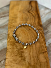 Load image into Gallery viewer, Locally Made Silver Ball Chain Bracelet with Gold Heart Charm
