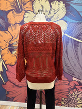 Load image into Gallery viewer, Burgundy Crochet sweater
