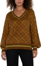 Load image into Gallery viewer, Liverpool Los Angeles Long Sleeve V-Neck Sweater in Caramel Multi
