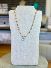 Load image into Gallery viewer, Gold Ball Chain with Blue Eye Pendant
