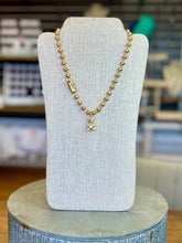 Load image into Gallery viewer, Gold Ball Chain Necklace with Gold Bear Pendant
