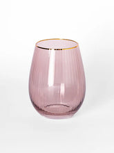 Load image into Gallery viewer, Ribbed Mauve Stemless Wine Glasses
