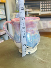 Load image into Gallery viewer, Pottery by Lori Iridescent Drippy Mug with Painted Hearts
