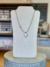 Load image into Gallery viewer, Silver Ball Chain Necklace with Silver Heart Pendant
