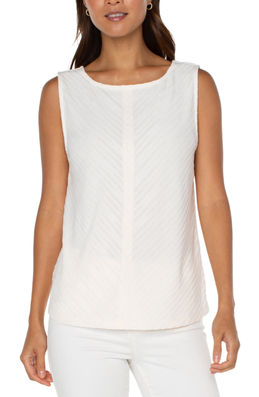 Liverpool Los Angeles Sleeveless Miter-Front Boat Neck in French Cream