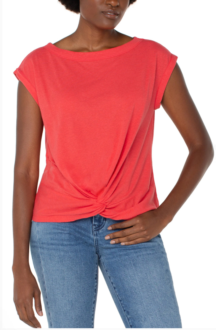 Liverpool Los Angeles Short Sleeve Boat Neck Knit Top