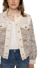 Load image into Gallery viewer, Liverpool Los Angeles Cropped Denim &amp; Boucle Coat in Ecru
