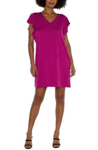 Load image into Gallery viewer, Liverpool Los Angeles Flutter Sleeve Dress in Fuchsia Kiss

