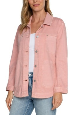 Liverpool Los Angeles Shirt Jacket in Rose Blush