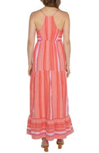 Load image into Gallery viewer, Liverpool Los Angeles Maxi Dress with Racer Back in Coral Multi Stripe

