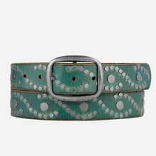 Load image into Gallery viewer, Amsterdam Heritage Irena Vintage Silver Buckle Studded Leather Belt

