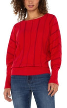 Load image into Gallery viewer, Liverpool Los Angeles Long Sleeve Dolman Sweater with Stripe in Tango Red
