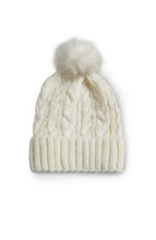 Load image into Gallery viewer, Liverpool Los Angeles Cable Knit Beanie with Faux Fur Pouf
