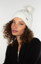 Load image into Gallery viewer, Liverpool Los Angeles Cable Knit Beanie with Faux Fur Pouf
