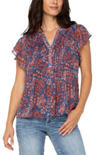 Load image into Gallery viewer, Liverpool Los Angeles Dbl Layer Flutter Sleeve Woven Blouse
