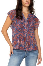 Load image into Gallery viewer, Liverpool Los Angeles Dbl Layer Flutter Sleeve Woven Blouse
