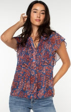 Load image into Gallery viewer, Liverpool Los Angeles Dbl Layer Flutter Sleeve Woven Blouse
