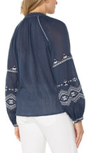 Load image into Gallery viewer, Liverpool Los Angeles Long Sleeve Raglan Woven Blouse with Embroidery
