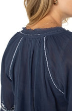 Load image into Gallery viewer, Liverpool Los Angeles Long Sleeve Raglan Woven Blouse with Embroidery
