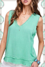 Load image into Gallery viewer, La Miel Soft Washed Cut Edge V-Neck Sleeveless Top
