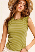 Load image into Gallery viewer, La Miel Brushed Stripe Ruffle Sleeve Top
