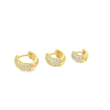 Load image into Gallery viewer, Gold Filled Part CZ Round Thick Dome Huggies
