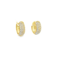 Load image into Gallery viewer, Gold Filled Part CZ Round Thick Dome Huggies
