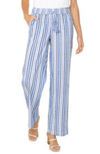 Load image into Gallery viewer, Liverpool Los Angeles Pull On Wide Leg in White &amp; Blue Multi Stripe
