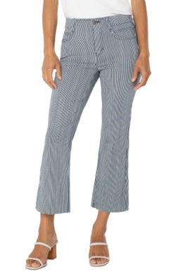 Liverpool Los Angeles Gia Glider Eco Crop Flare in Navy White Stripe