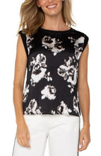 Load image into Gallery viewer, Liverpool Los Angeles Sleeveless Woven Knit Top in Black White Floral
