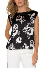 Load image into Gallery viewer, Liverpool Los Angeles Sleeveless Woven Knit Top in Black White Floral
