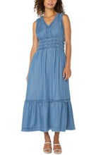 Load image into Gallery viewer, Liverpool Los Angeles Smocked V-Neck Fray Maxi Dress

