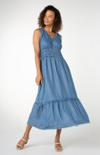 Load image into Gallery viewer, Liverpool Los Angeles Smocked V-Neck Fray Maxi Dress
