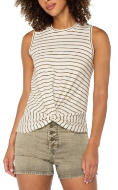 Liverpool Los Angeles Sleeveless Knit Tee with Front Twist