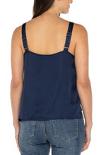 Load image into Gallery viewer, Liverpool Los Angeles Woven Tank w/ Lace Trim in Dark Navy
