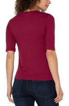 Load image into Gallery viewer, Liverpool Los Angeles 1/2 Sleeve V-Neck Double Layer Front Knit Top
