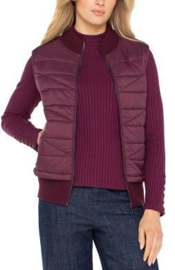 Liverpool Los Angeles Sleeveless Quilted Front Full Zip Sweater Vest