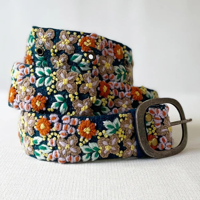 Morning Dew Embroidered Wool Belt