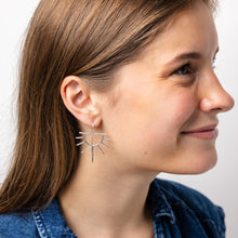 Load image into Gallery viewer, Gretchen Half Sun Threader Earrings in Silver
