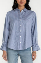 Load image into Gallery viewer, Liverpool Los Angeles Adjustable Sleeve Button Front Woven Top
