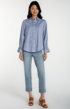 Load image into Gallery viewer, Liverpool Los Angeles Adjustable Sleeve Button Front Woven Top

